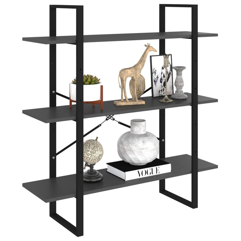 Boekenkast 100x30x105 cm spaanplaat grijs MeubelReus