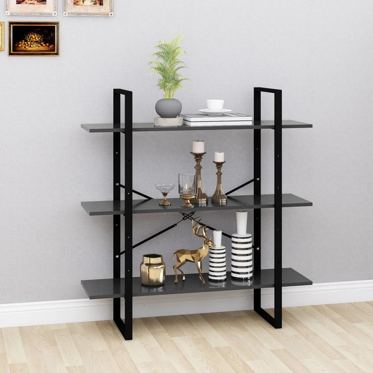 Boekenkast 100x30x105 cm spaanplaat grijs MeubelReus