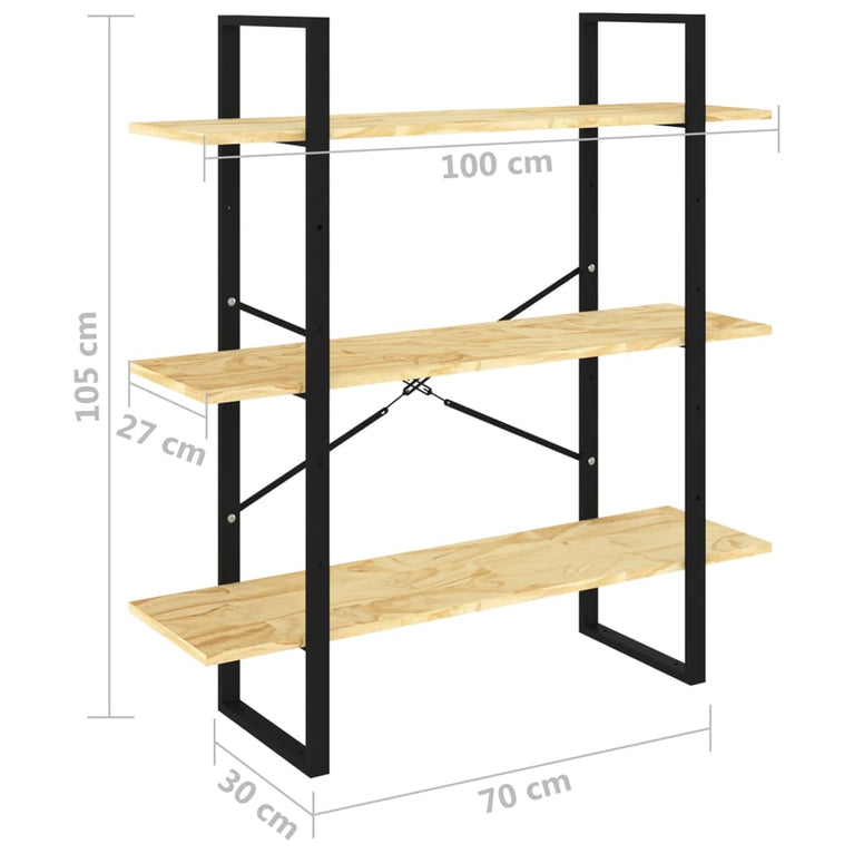 Boekenkast met 3 schappen 100x30x105 cm massief grenenhout MeubelReus