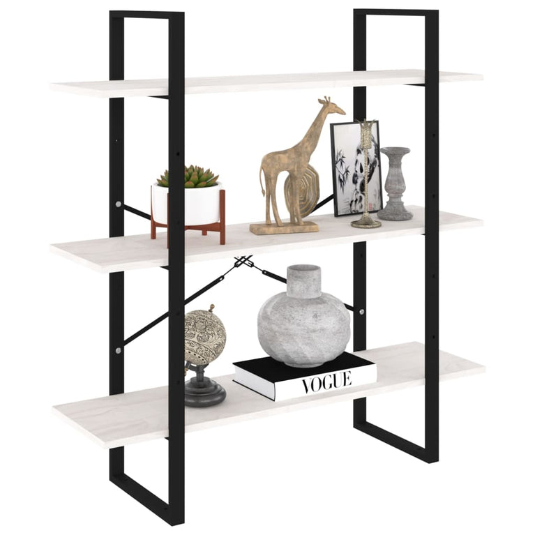Boekenkast met 3 schappen 100x30x105 cm massief grenenhout wit MeubelReus