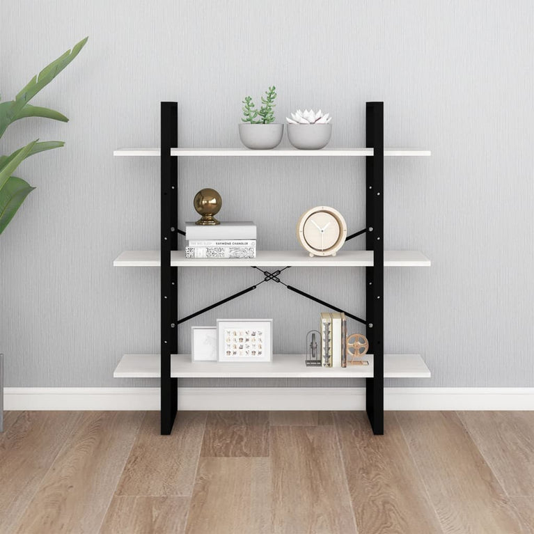Boekenkast met 3 schappen 100x30x105 cm massief grenenhout wit MeubelReus