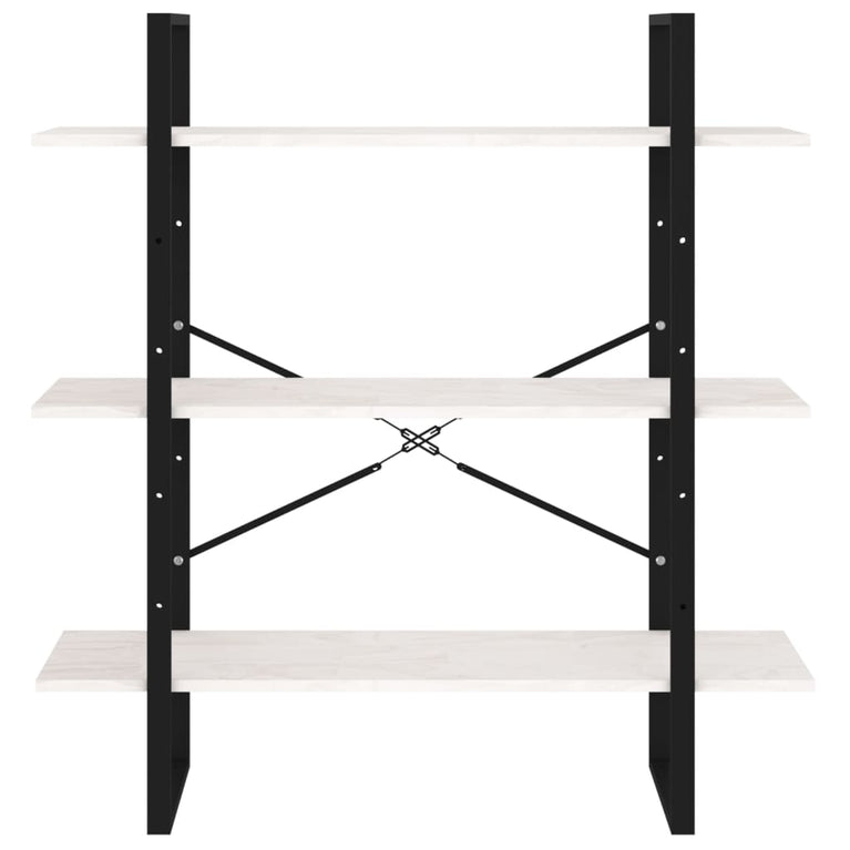 Boekenkast met 3 schappen 100x30x105 cm massief grenenhout wit MeubelReus