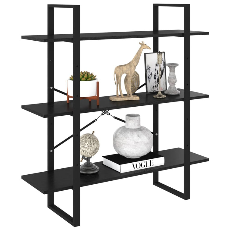 Boekenkast met 3 schappen 100x30x105 cm grenenhout zwart MeubelReus