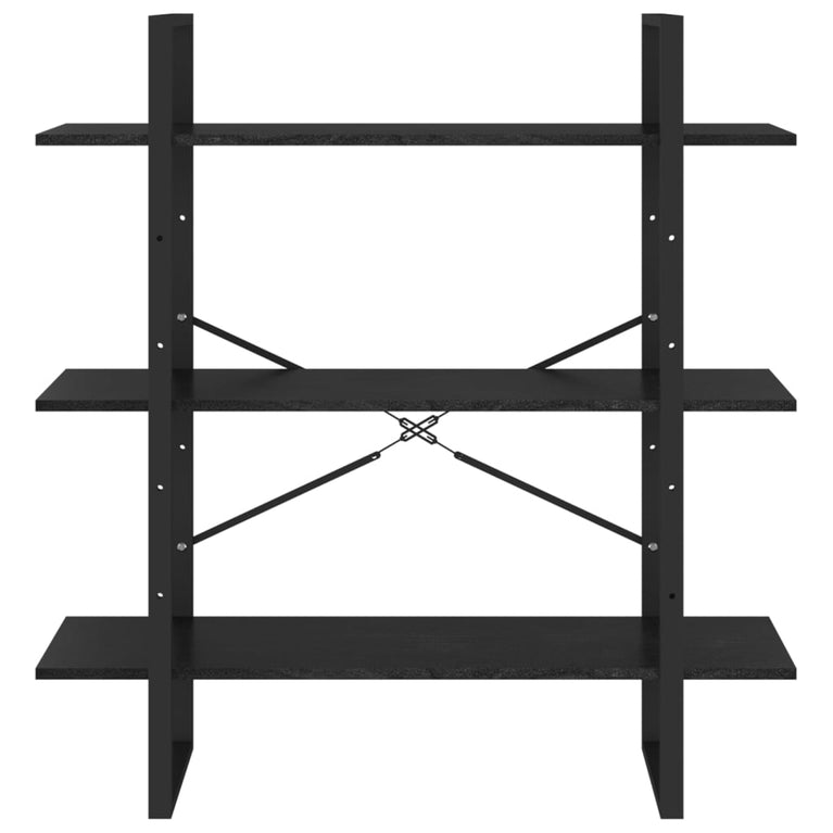 Boekenkast met 3 schappen 100x30x105 cm grenenhout zwart MeubelReus