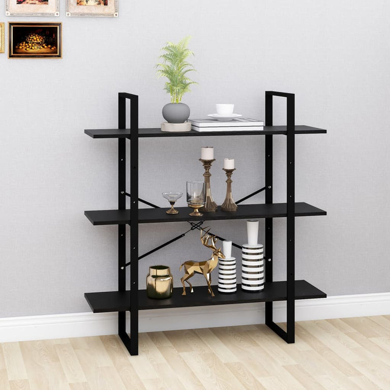 Boekenkast met 3 schappen 100x30x105 cm grenenhout zwart MeubelReus