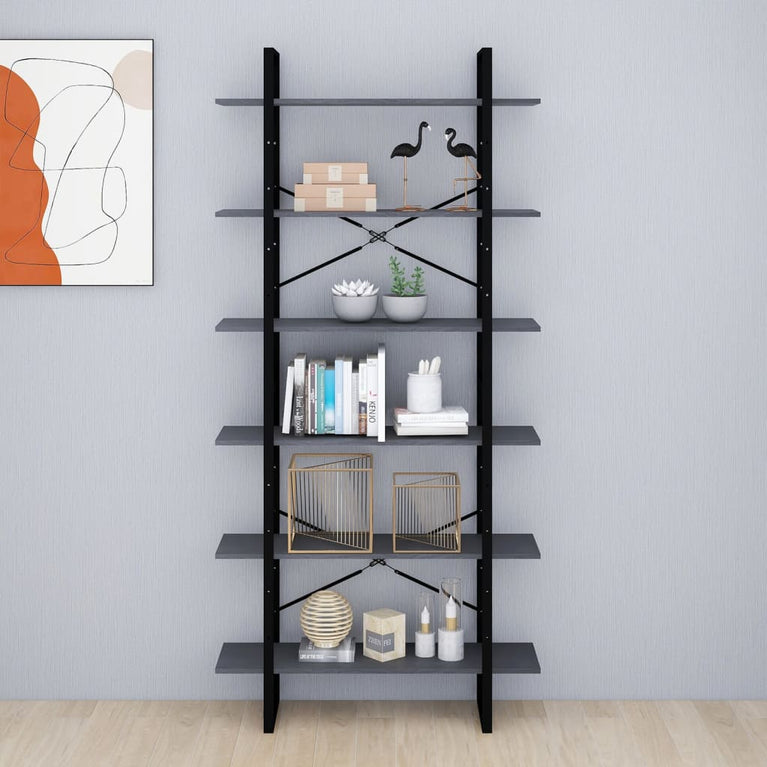 Hoge kast 100x30x210 cm massief grenenhout grijs MeubelReus