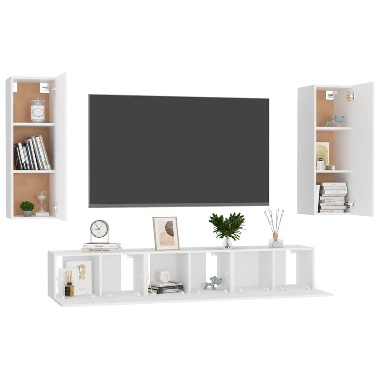 5-delige Tv-meubelset bewerkt hout wit MeubelReus