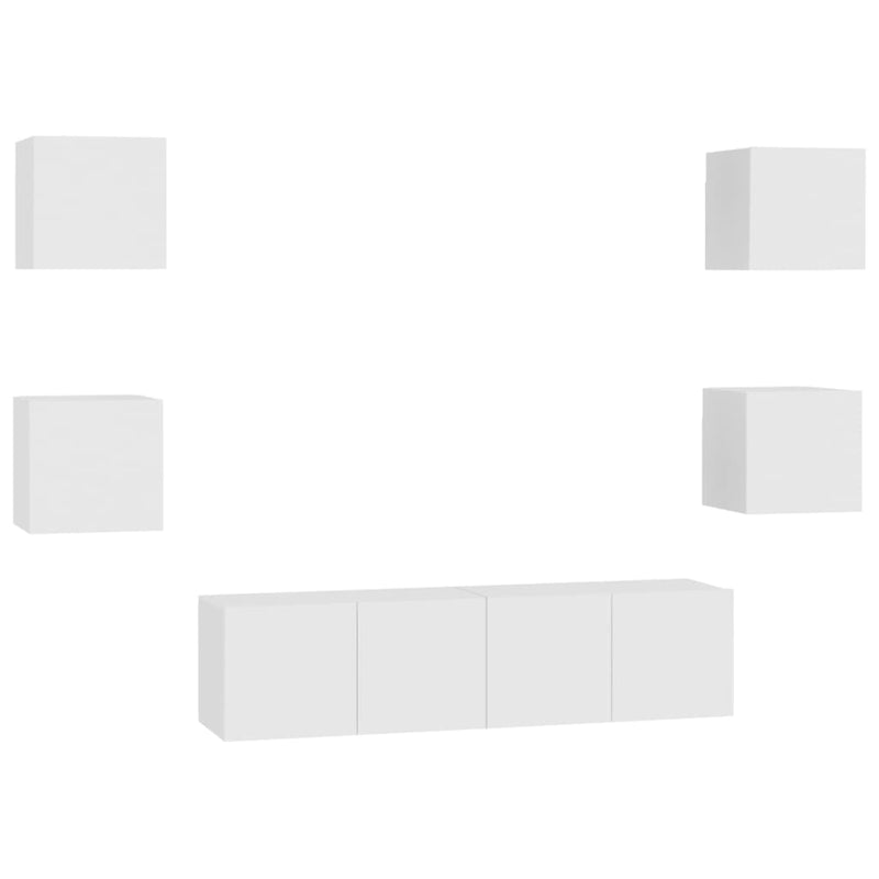 6-delige Tv-meubelset spaanplaat wit MeubelReus