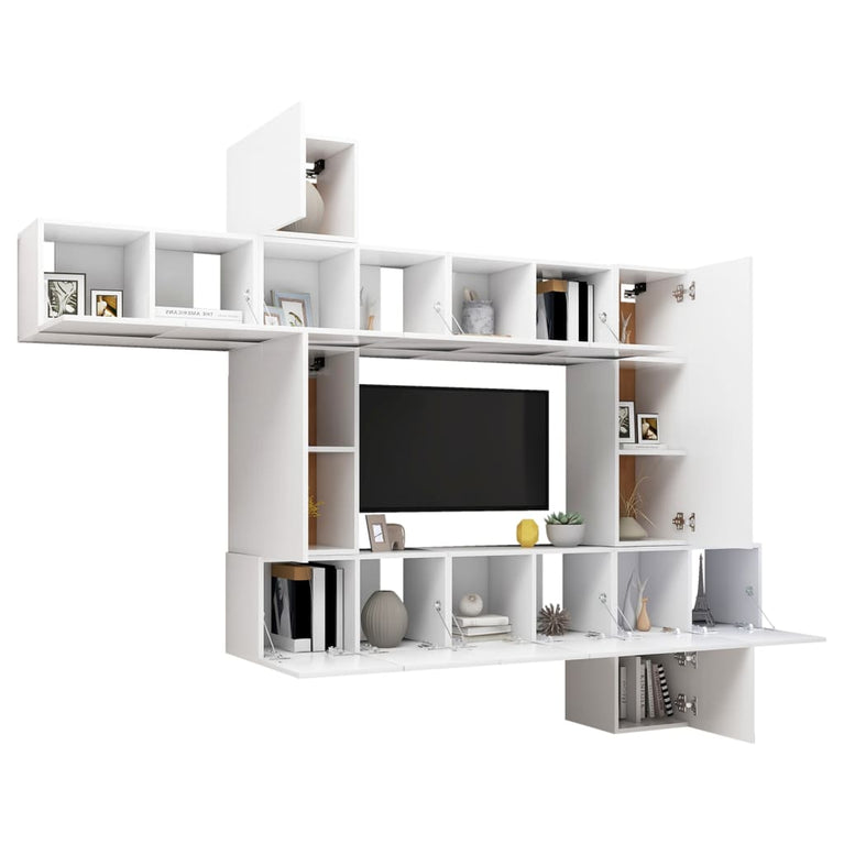 10-delige Tv-meubelset spaanplaat wit