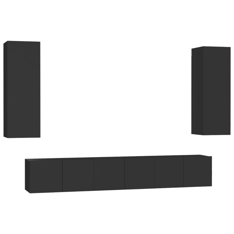 5-delige Tv-meubelset spaanplaat zwart MeubelReus