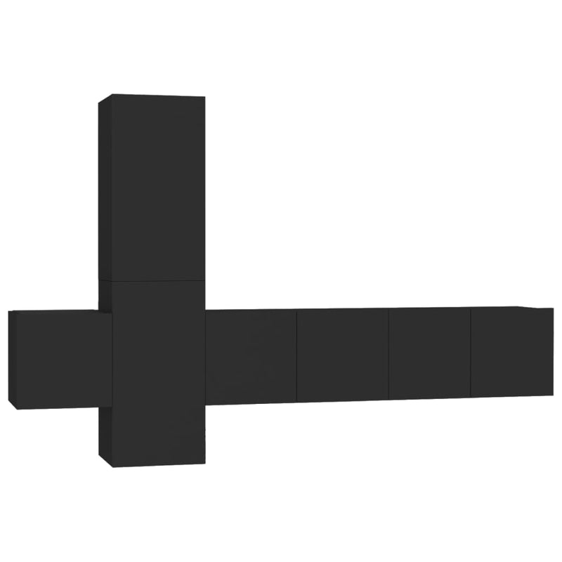 5-delige Tv-meubelset spaanplaat zwart MeubelReus