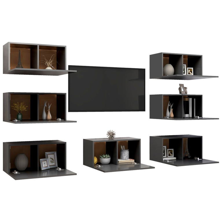 Tv-meubelen 7 st 30,5x30x60 cm spaanplaat grijs MeubelReus