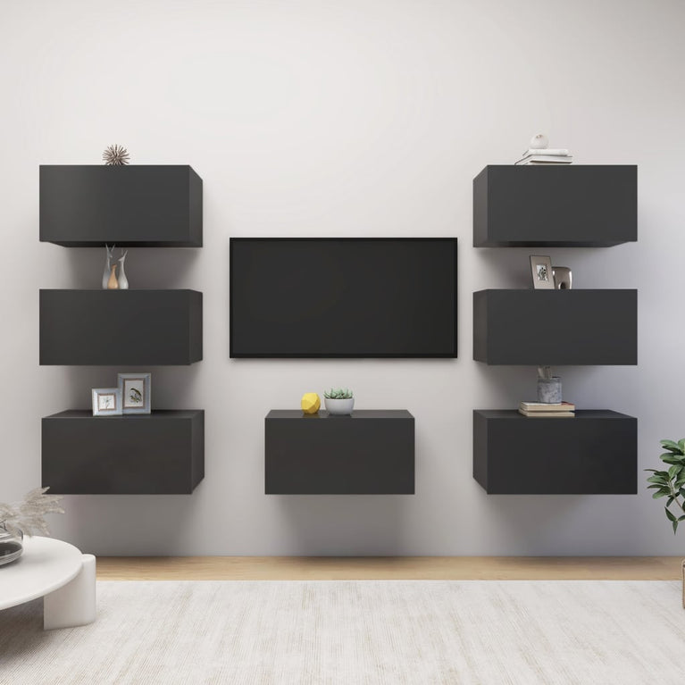 Tv-meubelen 7 st 30,5x30x60 cm spaanplaat grijs MeubelReus