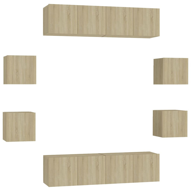 8-delige Tv-meubelset spaanplaat sonoma eikenkleurig