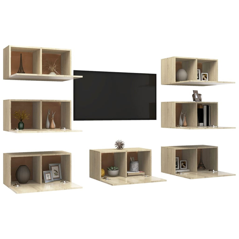 Tv-meubelen 7 st 30,5x30x60 cm spaanplaat sonoma eikenkleurig MeubelReus