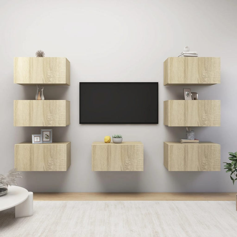 Tv-meubelen 7 st 30,5x30x60 cm spaanplaat sonoma eikenkleurig MeubelReus