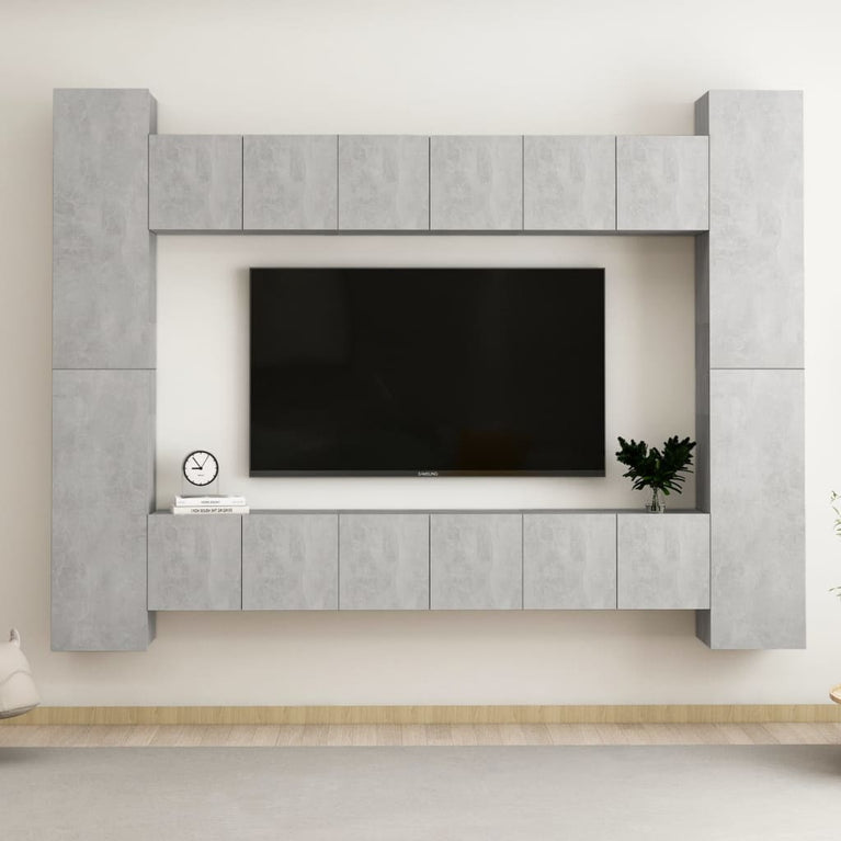 10-delige Tv-meubelset spaanplaat betongrijs