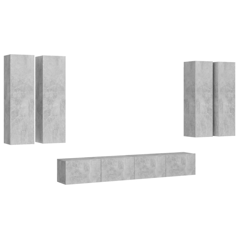 6-delige Tv-meubelset spaanplaat betongrijs MeubelReus