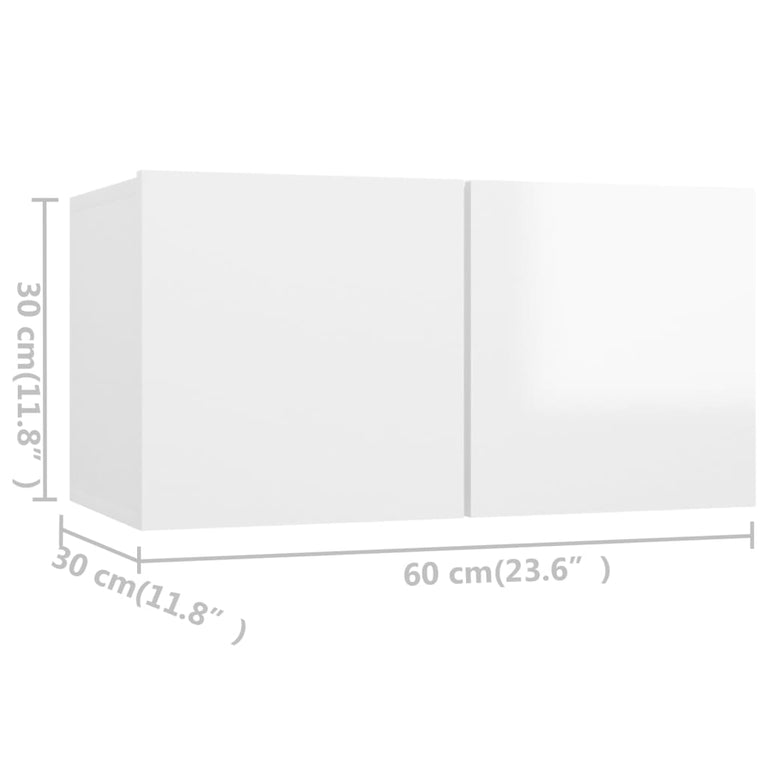8-delige Tv-meubelset spaanplaat hoogglans wit