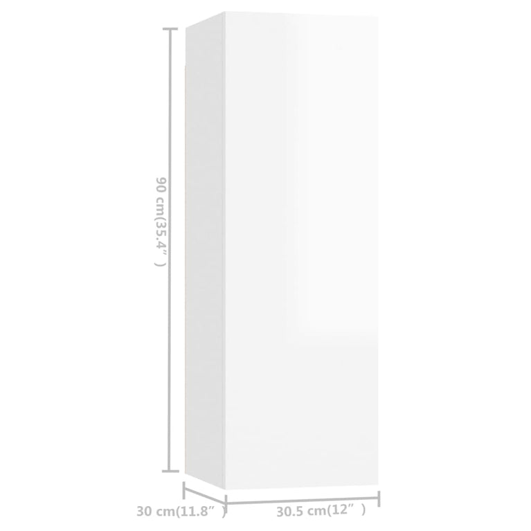8-delige Tv-meubelset spaanplaat hoogglans wit