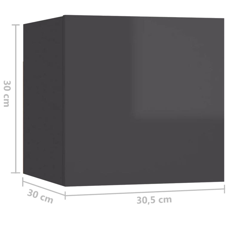 Nachtkastjes 2 st 30,5x30x30 cm spaanplaat hoogglans grijs MeubelReus