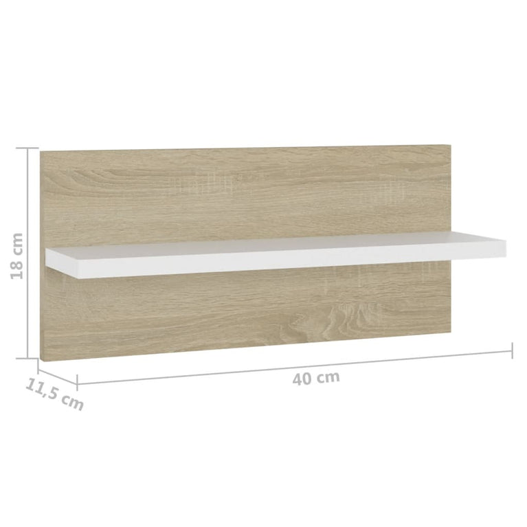 Wandschappen 4 st 40x11,5x18 cm wit en sonoma eikenkleurig