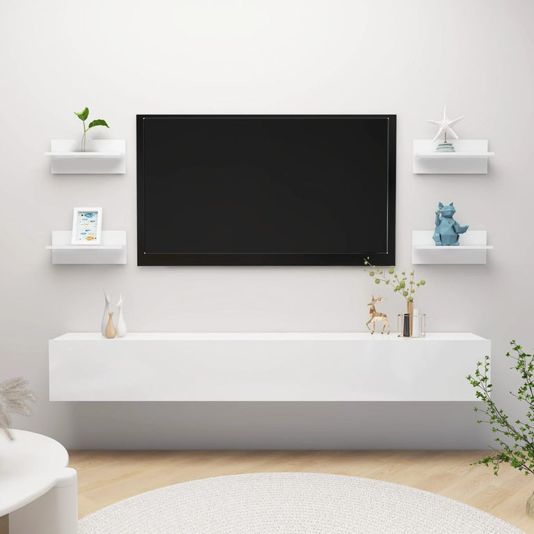 Wandschappen 4 st 40x11,5x18 cm hoogglans wit MeubelReus