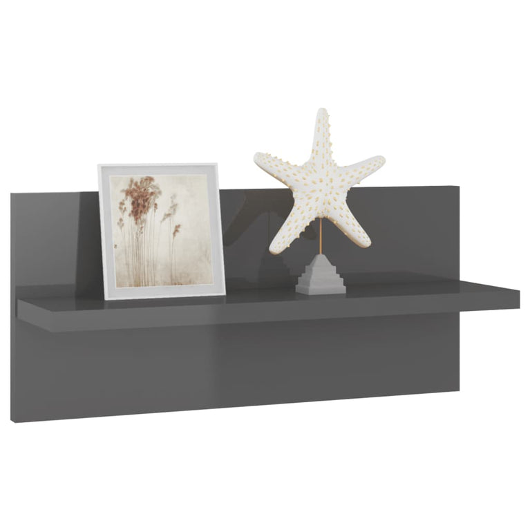 Wandschappen 2 st 40x11,5x18 cm hoogglans grijs MeubelReus