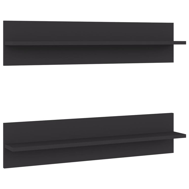 Wandschappen 2 st 80x11,5x18 cm spaanplaat grijs MeubelReus
