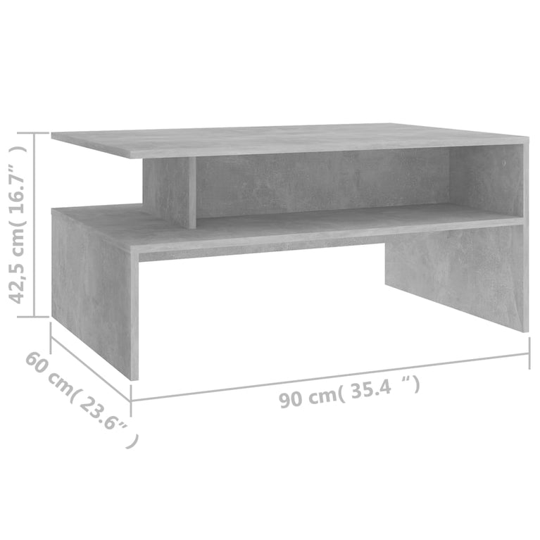 Salontafel 90x60x42,5 cm spaanplaat betongrijs MeubelReus