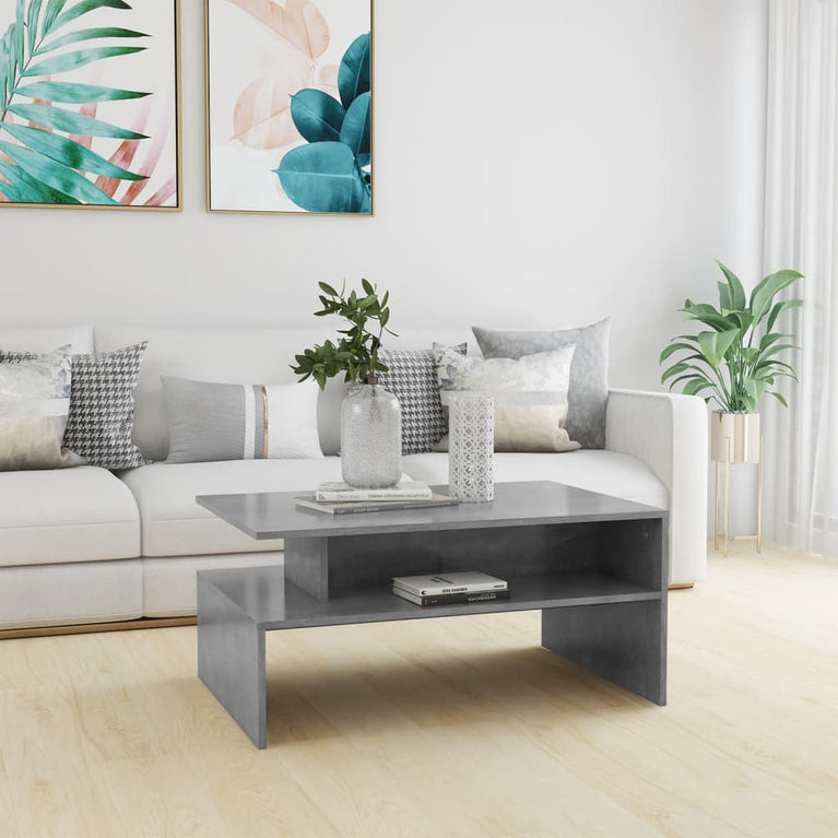 Salontafel 90x60x42,5 cm spaanplaat betongrijs MeubelReus
