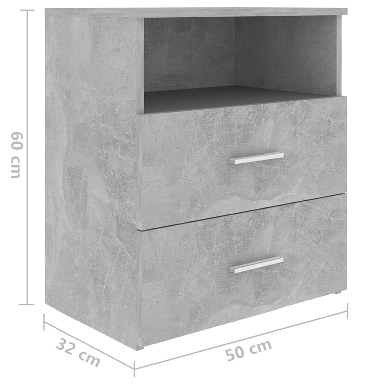 Nachtkastjes 2 st 50x32x60 cm betongrijs