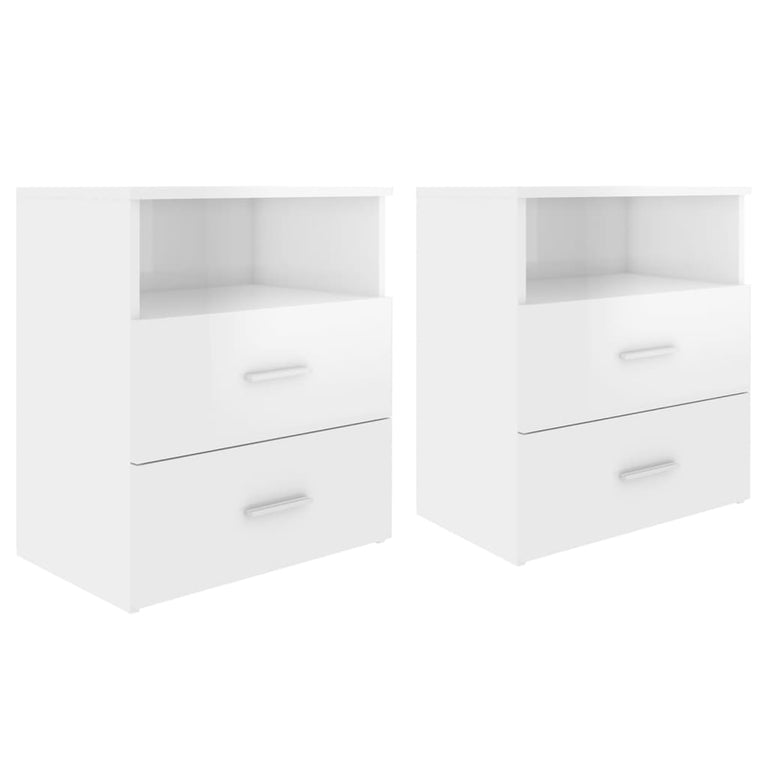 Nachtkastjes 2 st 50x32x60 cm hoogglans wit