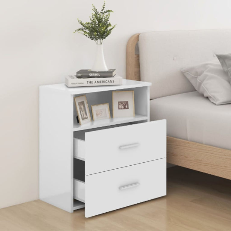 Nachtkastjes 2 st 50x32x60 cm hoogglans wit