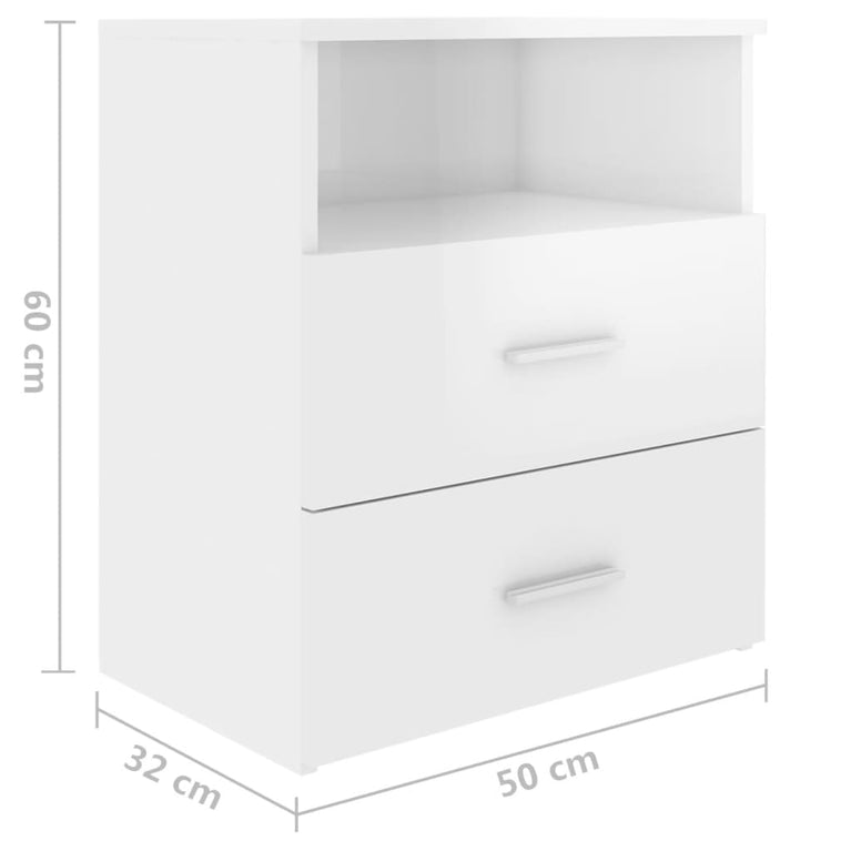 Nachtkastjes 2 st 50x32x60 cm hoogglans wit