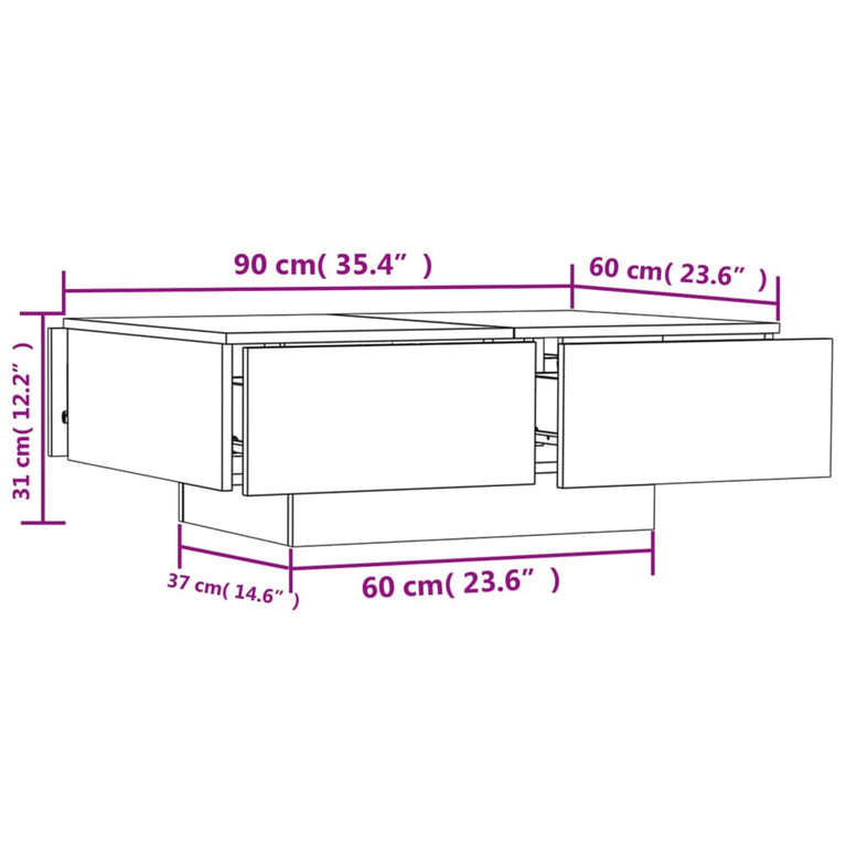 Salontafel 90x60x31 cm spaanplaat betongrijs MeubelReus