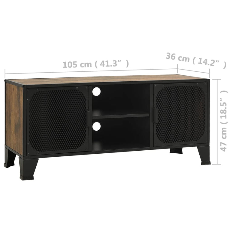 Tv-meubel 105x36x47 cm metaal en MDF rustiek bruin MeubelReus