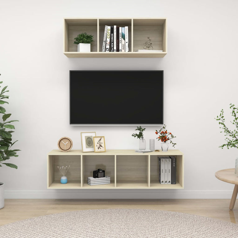 2-delige Tv-meubelset spaanplaat sonoma eikenkleurig MeubelReus