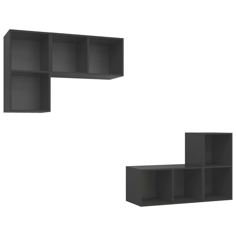 Tv-wandmeubelen 4 st spaanplaat grijs MeubelReus