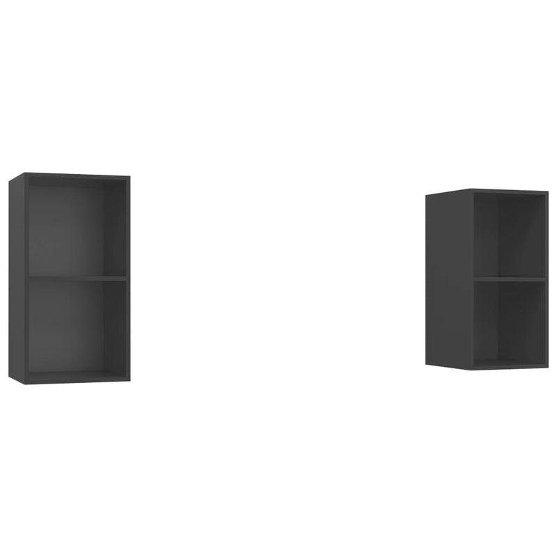 Tv-wandmeubelen 2 st spaanplaat grijs MeubelReus