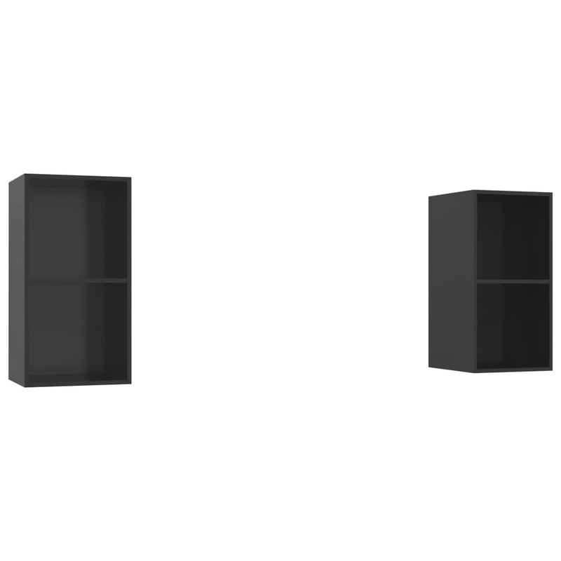 Tv-wandmeubelen 2 st spaanplaat hoogglans zwart MeubelReus