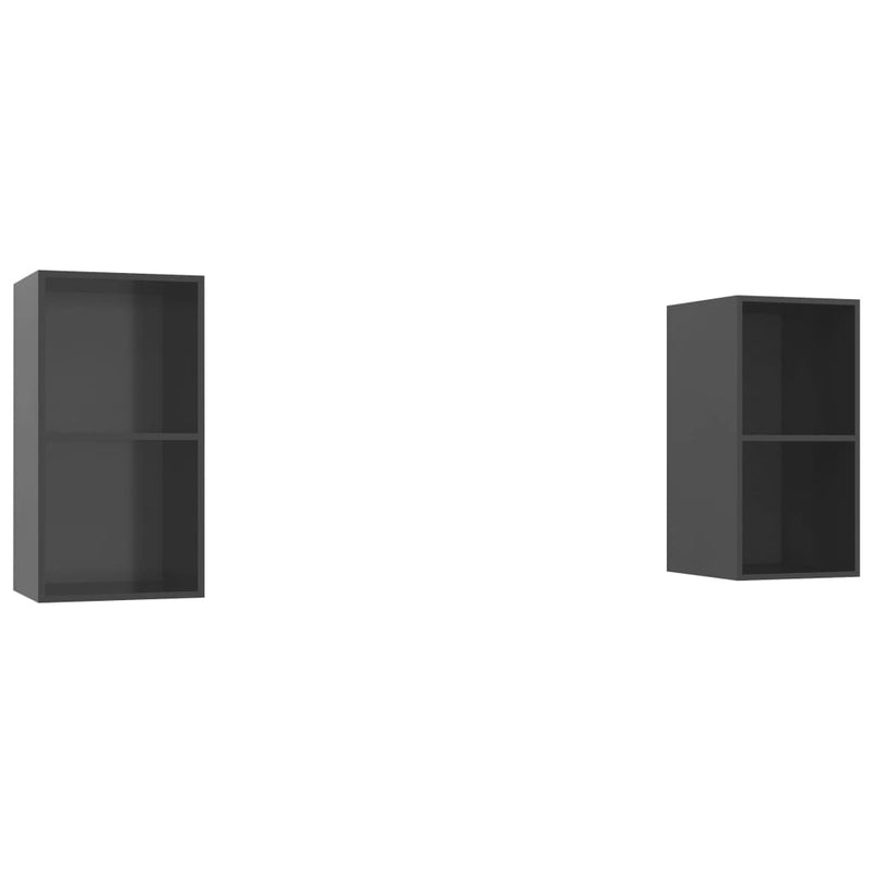 Tv-wandmeubelen 2 st spaanplaat hoogglans grijs MeubelReus