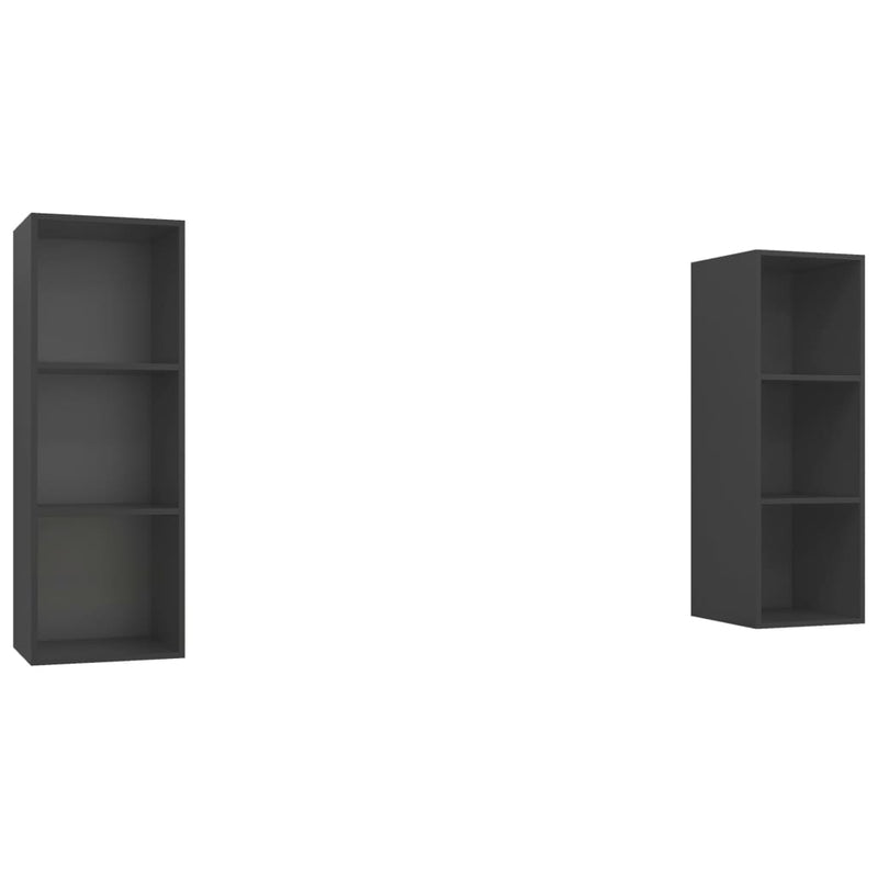 Tv-wandmeubelen 2 st spaanplaat grijs MeubelReus