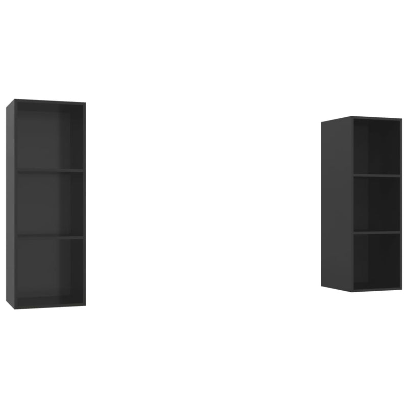 Tv-wandmeubelen 2 st spaanplaat hoogglans zwart MeubelReus