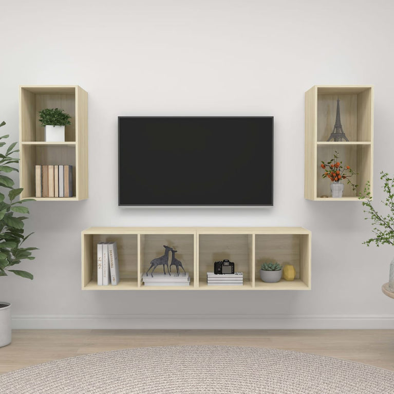 Tv-wandmeubelen 4 st spaanplaat sonoma eikenkleurig MeubelReus
