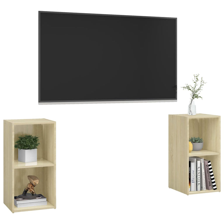 Tv-meubelen 2 st 72x35x36,5 cm spaanplaat sonoma eikenkleurig