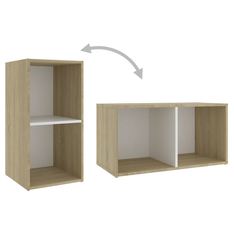 Tv-meubelen 2 st 72x35x36,5 cm spaanplaat wit sonoma eikenkleur