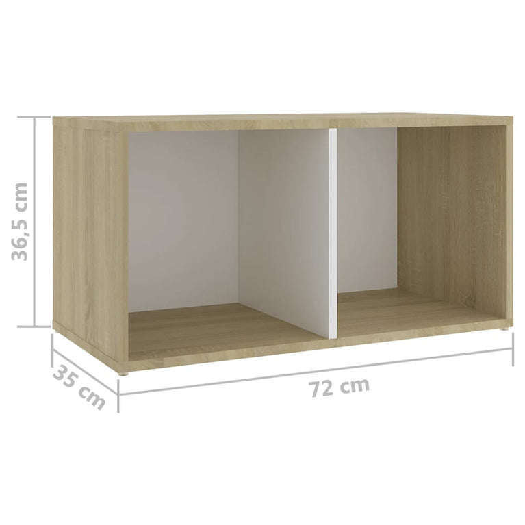 Tv-meubelen 2 st 72x35x36,5 cm spaanplaat wit sonoma eikenkleur