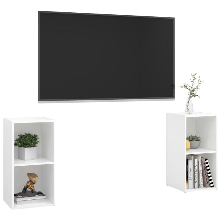 Tv-meubelen 2 st 72x35x36,5 cm spaanplaat hoogglans wit MeubelReus