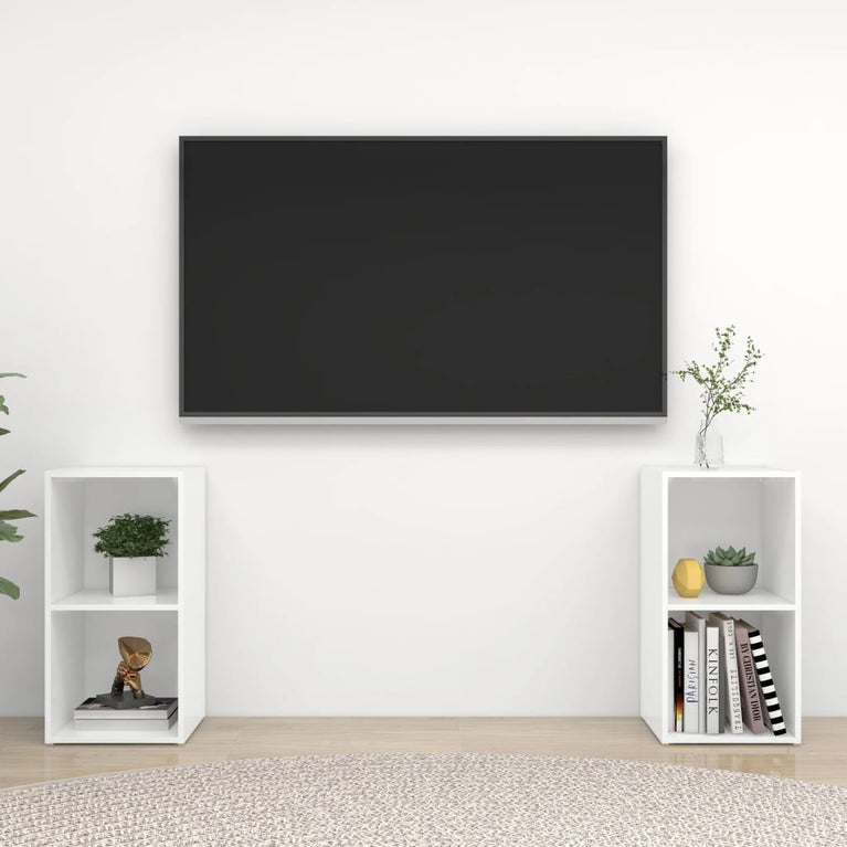 Tv-meubelen 2 st 72x35x36,5 cm spaanplaat hoogglans wit MeubelReus